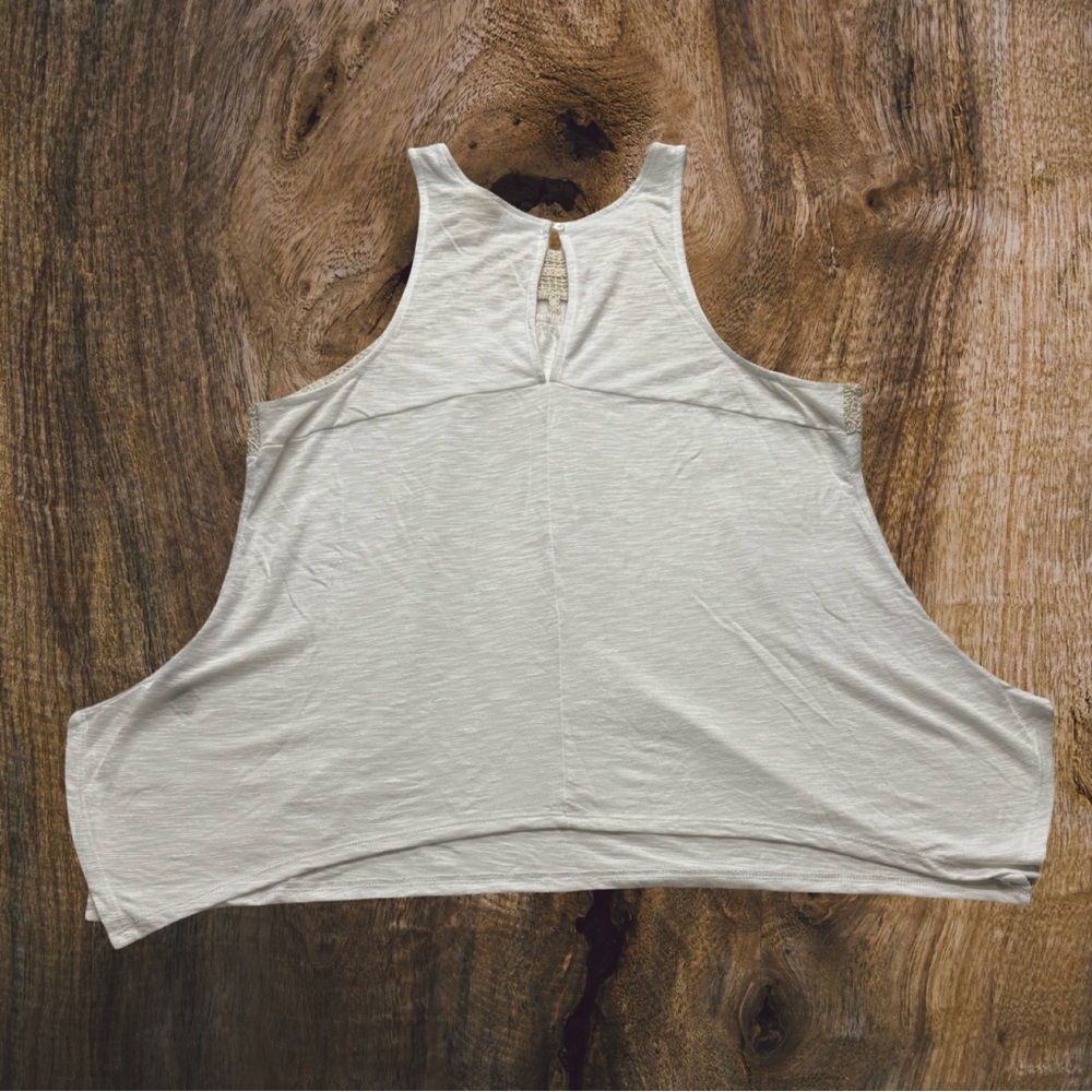 Mossimo Crochet Trim Tank Top Cream Sleeveless Boho‎ Festival XL - Picture 2 of 8